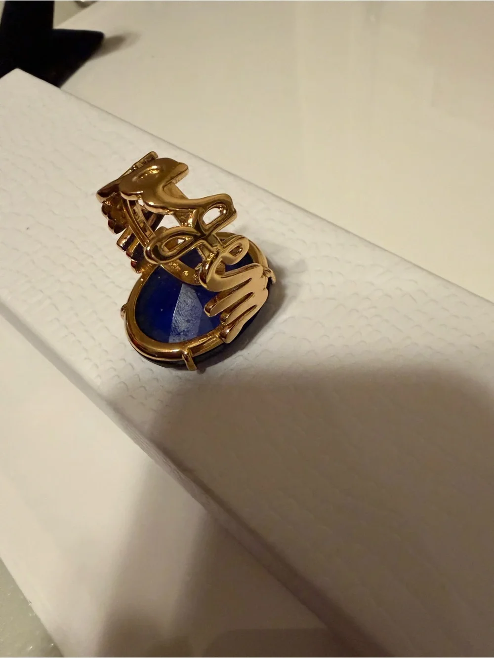 Kate Spade “what a gem” Bold sapphire blue cocktail ring
